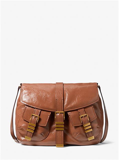 michael kors darrington|Darrington Large Crackled Leather Shoulder Bag .